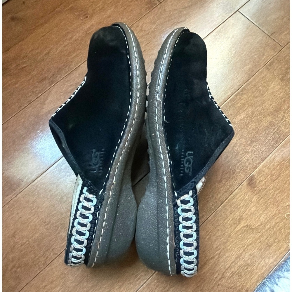 UGG Clogs Womens 7 Black Suede Kohala Shearling Lined Slip-on Suede Mules